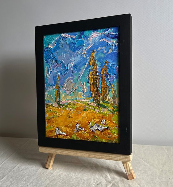 Geese in the autumn steppes