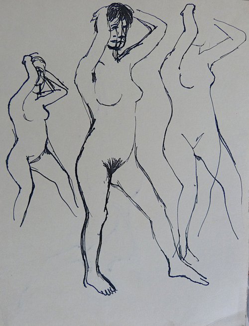 Sketch of a nude,  on two sides, 22x27 cm by Frederic Belaubre