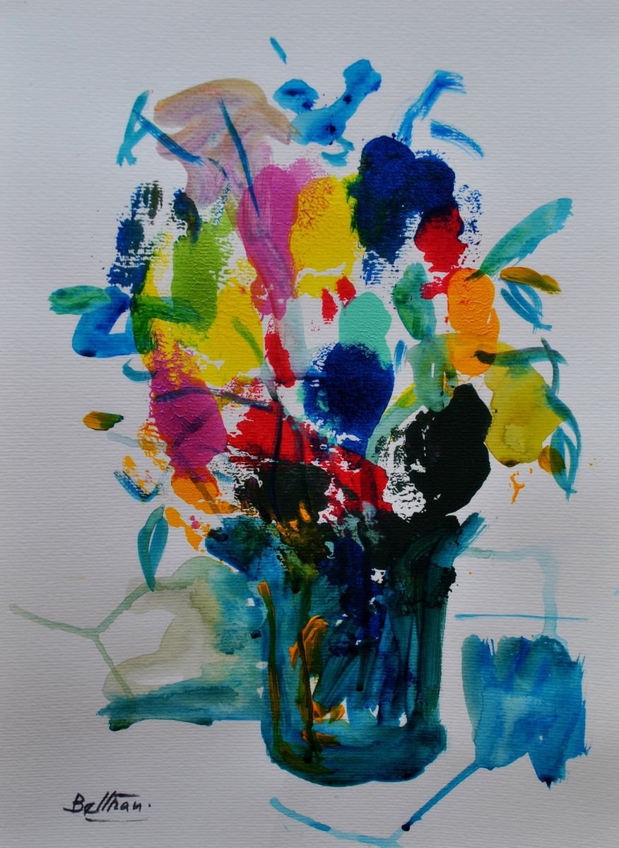 le vase aux fleurs multicolores / 11,81 x 15,75 in.(30x40cm) / 2018 by Pierre-Yves Beltran