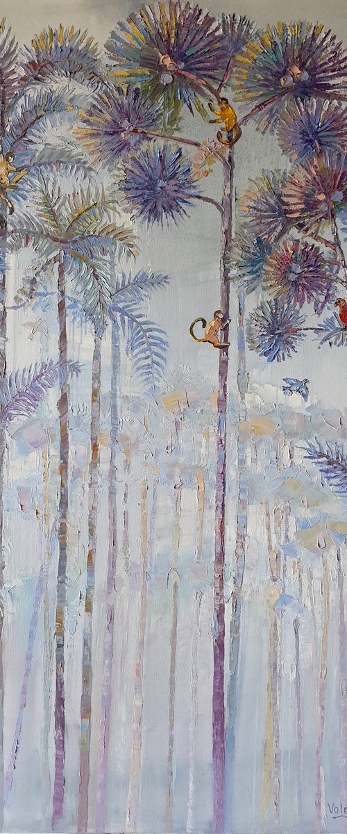 Monkeys on palms by Mary Voloshyna