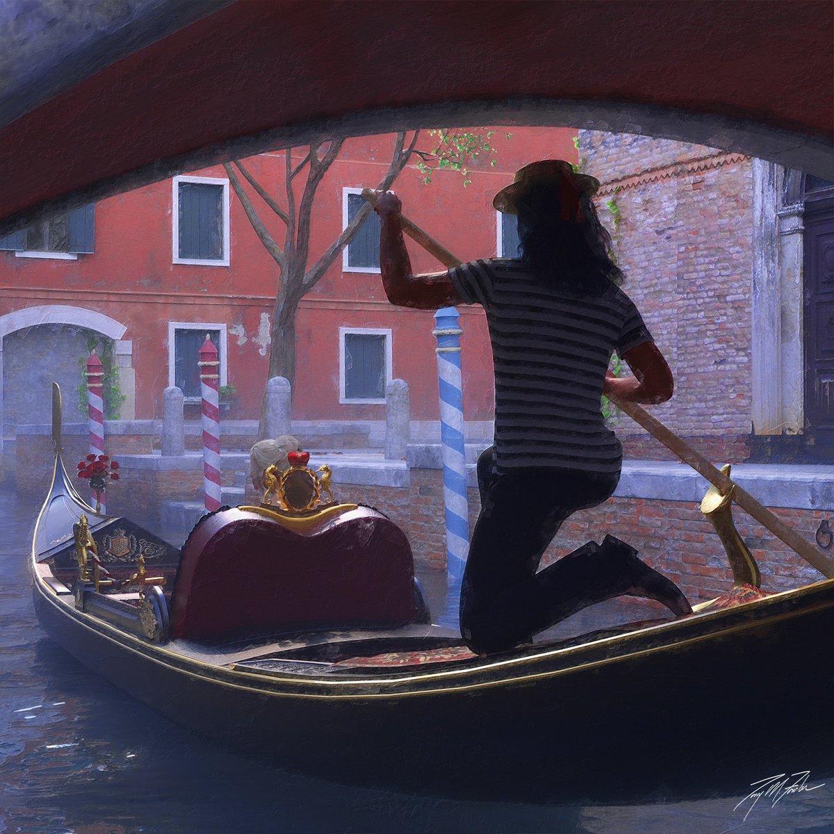 Oarsman Under the Bridge by Tony Fowler