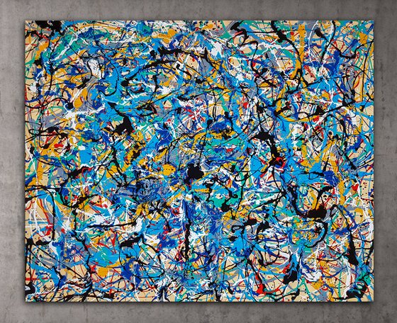 - Karbo N-8 - (W)120x(H)96 cm. Style of JACKSON POLLOCK. Abstract Expressionism Painting