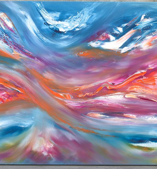 Eternal battle II, work of art inspired by the sky, 120x60 cm by Davide De Palma