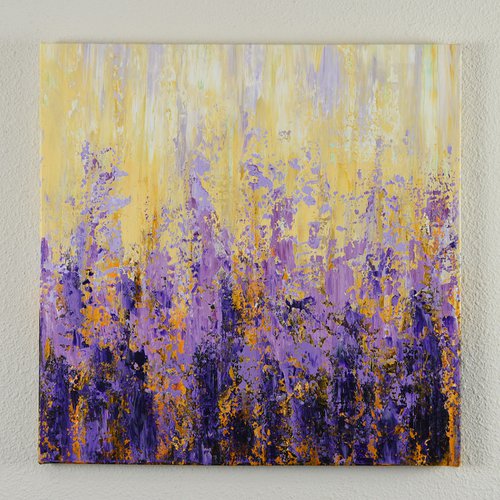 Lavender Field - Textured Abstract Floral Painting by Suzanne Vaughan