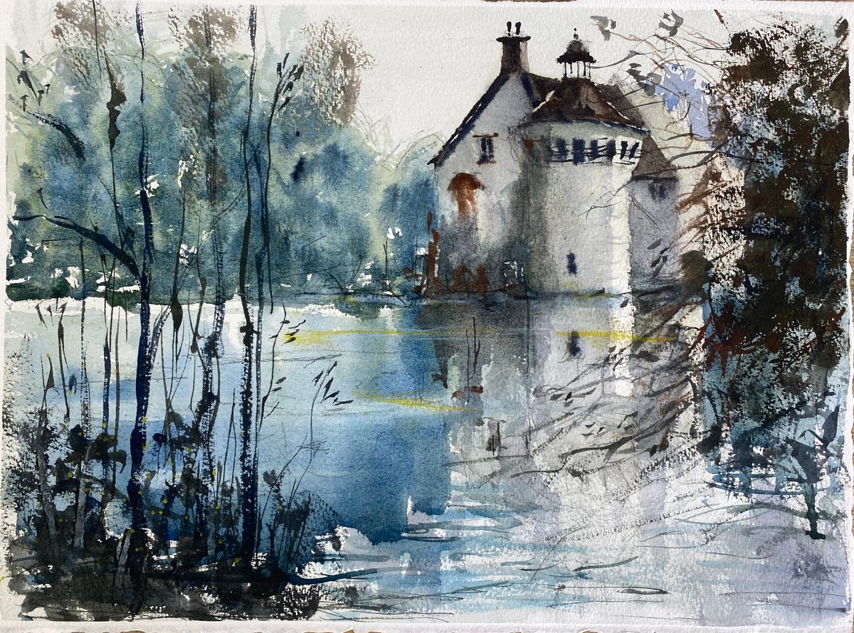 Impressionistic Watercolour , Scotney Castle-.. By Paul Mitchell, 15 X 11, Artwork For Sale On Artfinder