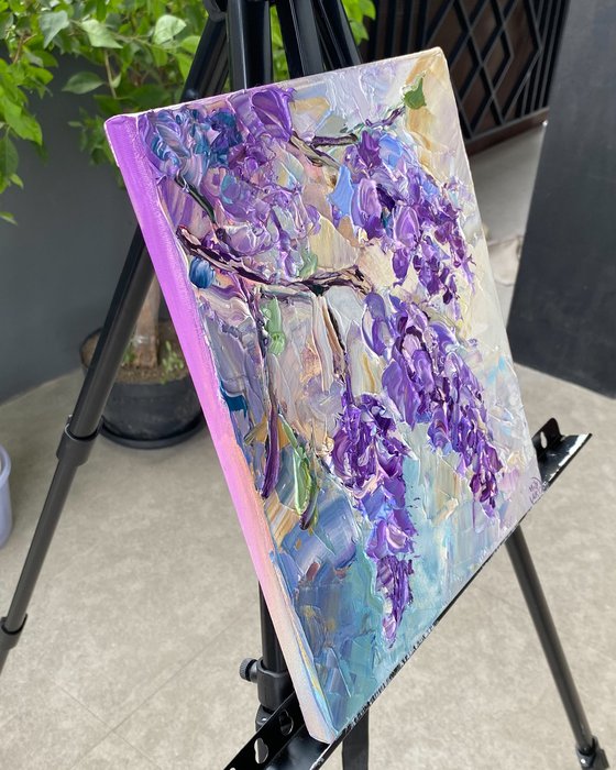 Wisteria Floral Oil Painting