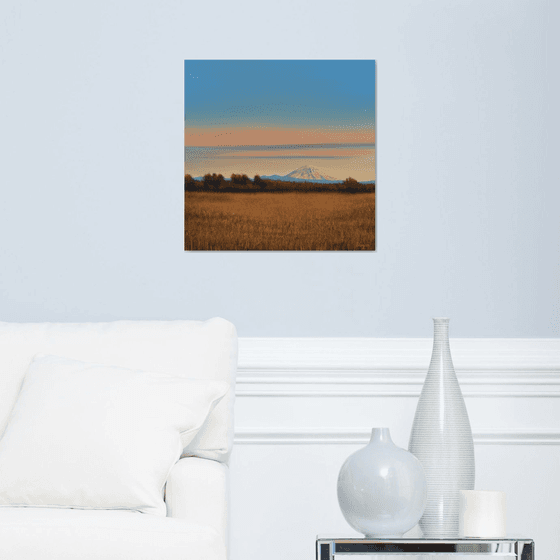 Mountain Wheat Field - Blue Sky Golden Field Landscape