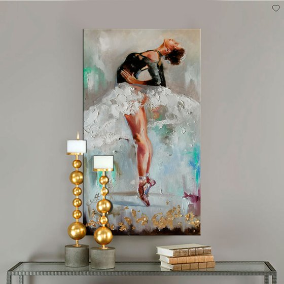 Inspired woman oil painting, Ballet dancer canvas art