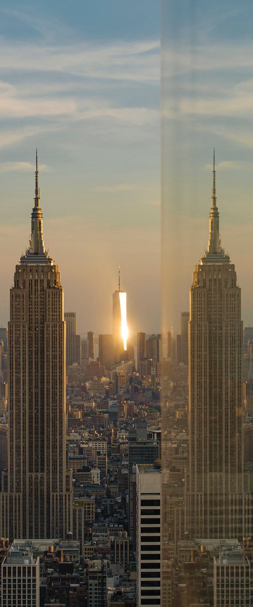 Sunset Manhattan New York : Double Empire State (LIMITED EDITION 1/20) 12" X 18" by Laura Fitzpatrick
