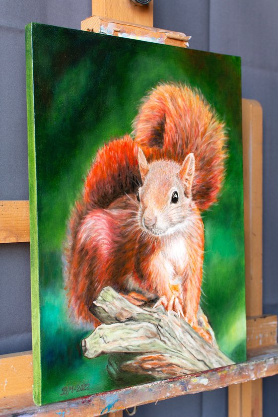 Red and Curious - original oil painting, animal painting, home decor, gift, wall art, art for sale, artfinder art