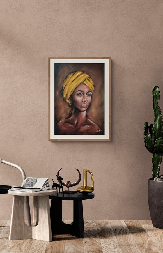 African Beauty III - original oil on canvas portrait painting