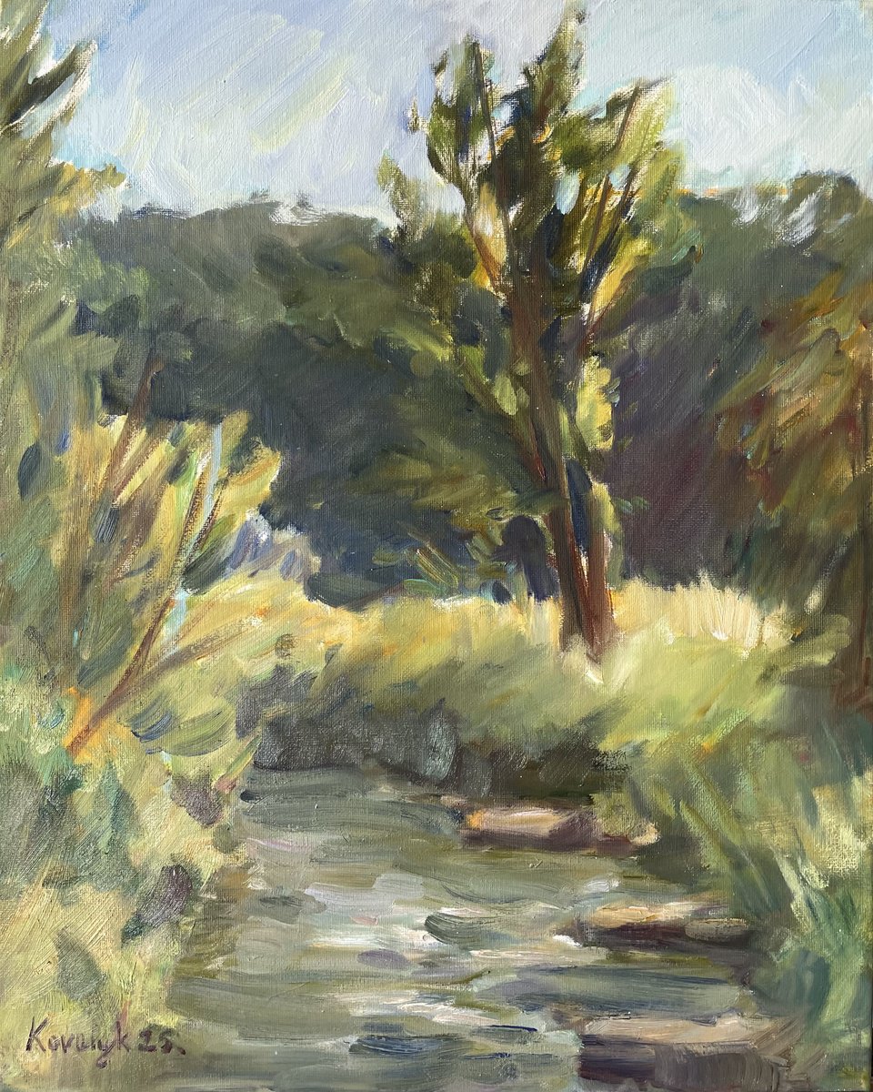 Impressionistic Landscape Oil Painting By Denys Kovalyk, 16 X 20, Soft Summer Light, Original Artwork