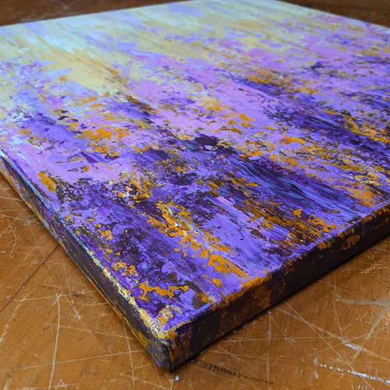 Lavender Field - Textured Abstract Floral Painting