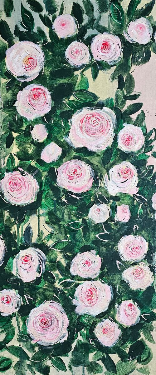 Pierre de Ronsard blooming roses bush by Ksenia June