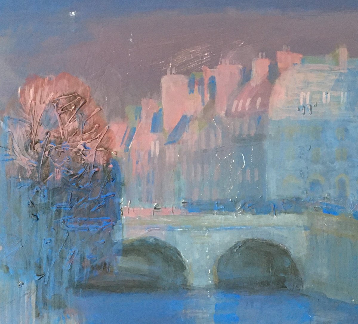 Saint-Michel Bridge at Sunset by Olga Kataeva-Rochford