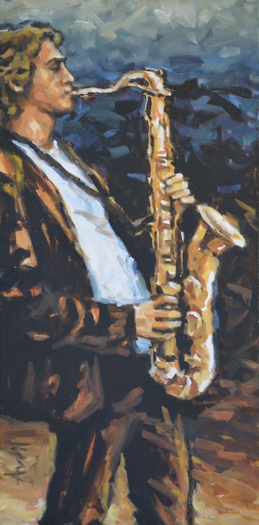 Saxophone I Oil Painting By Avril Hattingh Artfinder
