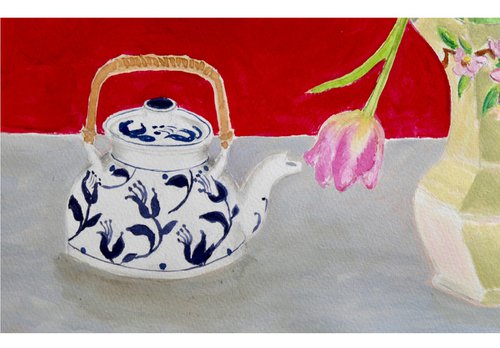 Teapot and Jug with Spring Flowers by Keith Alexander