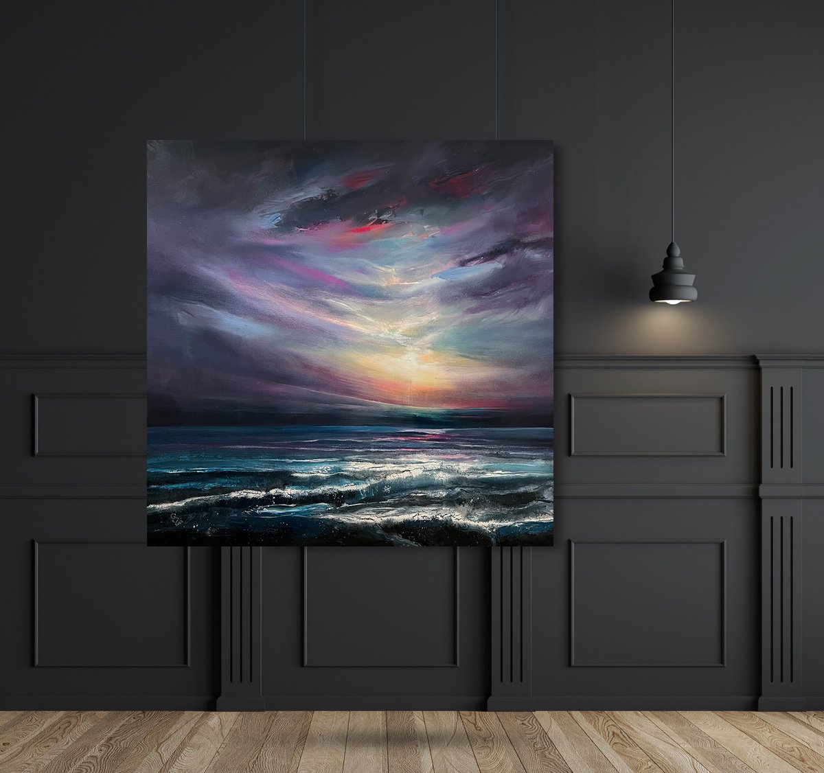 Abstract Landscape Acrylic Painting By Ivan Grozdanovski, 39 X 39, Beyond Ultraviolet - 4, Original Artwork