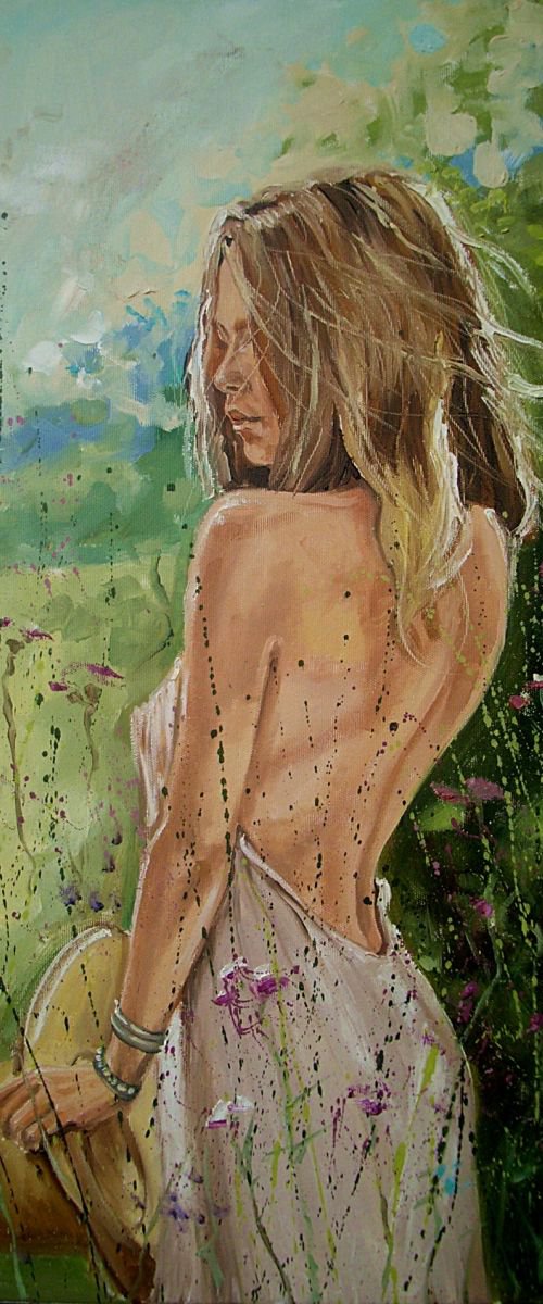 " SUMMER DREAM ... " MEADOW original painting palette knife GIFT MODERN URBAN ART OFFICE ART DECOR HOME DECOR GIFT IDEA by Monika Luniak