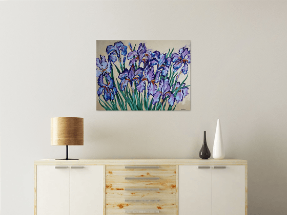 Irises on Cream