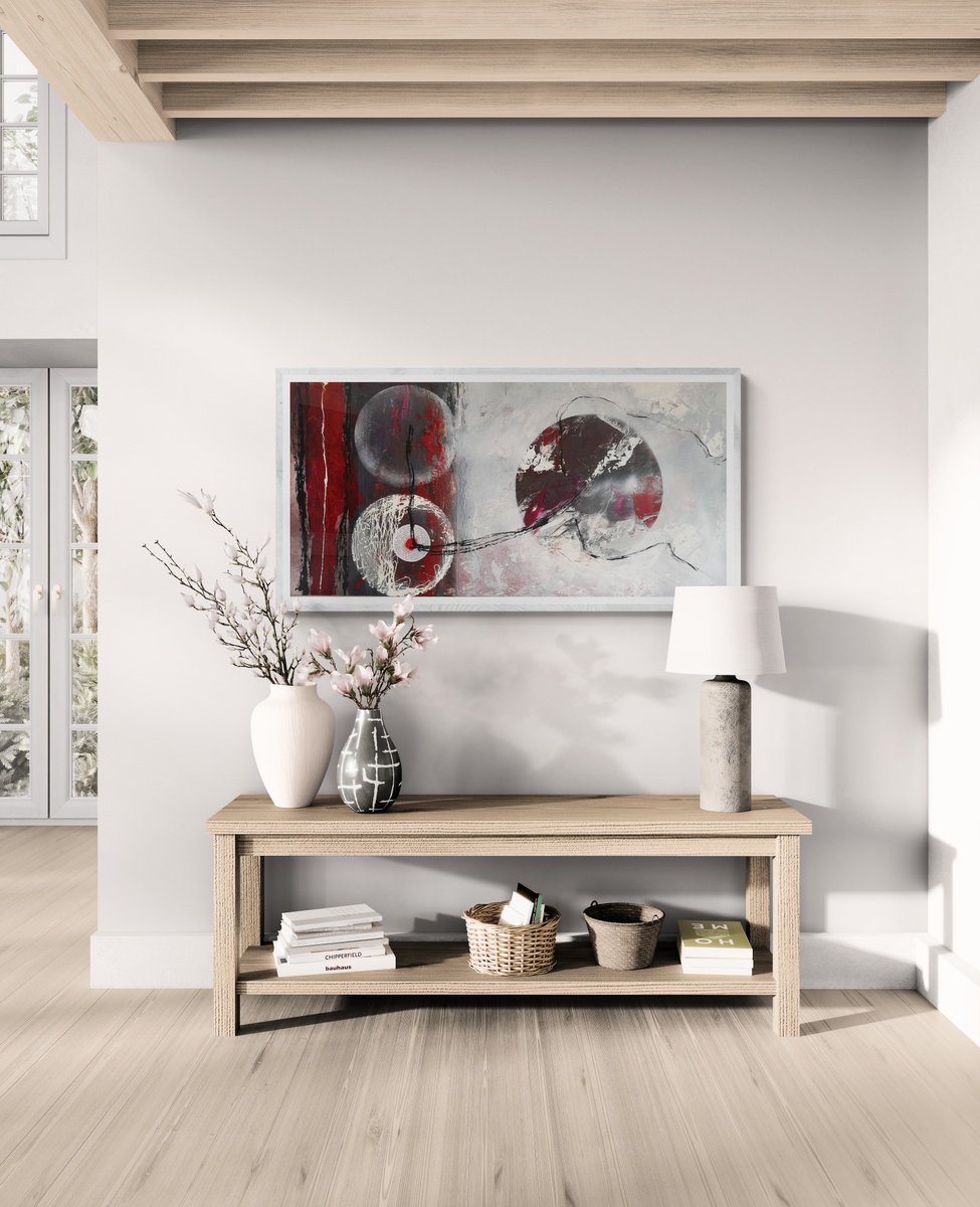 Abstract Painting By Ivana Urso, 47 X 24, Opposite Worlds, Original Artwork