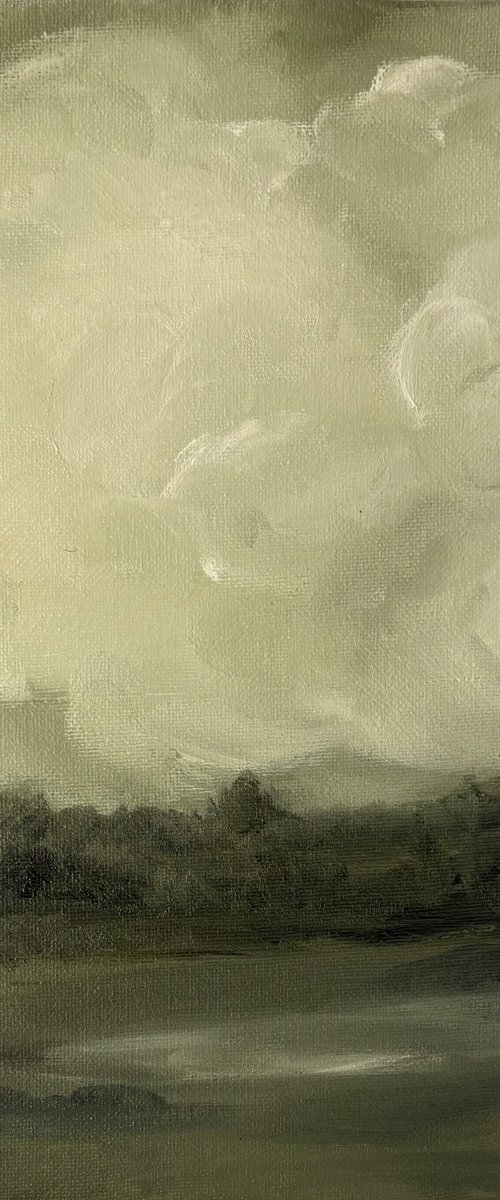 Clouds on the green foreground horizon by Daniela Nocito