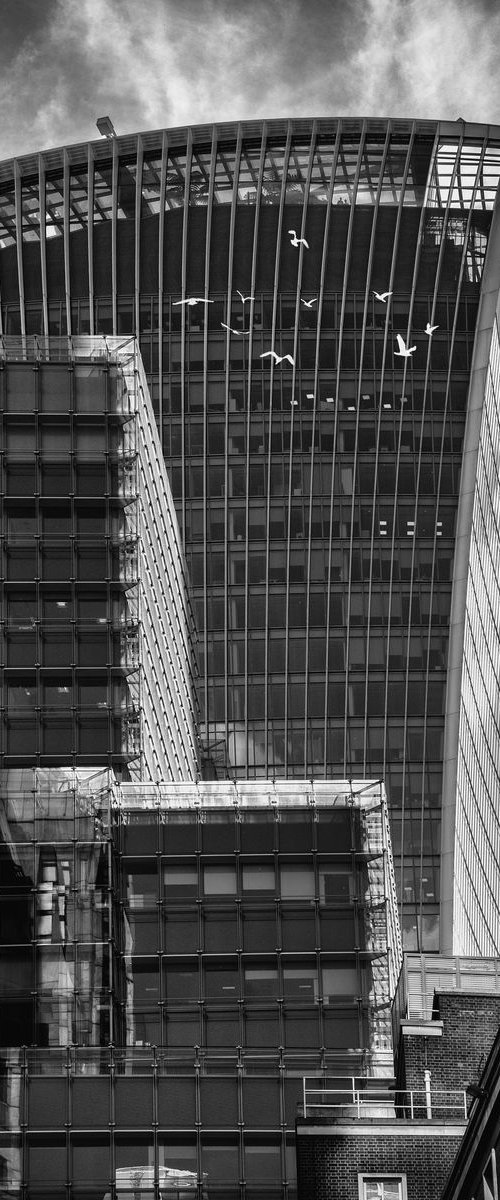 Walkie Talkie building with seagulls by Paul Nash