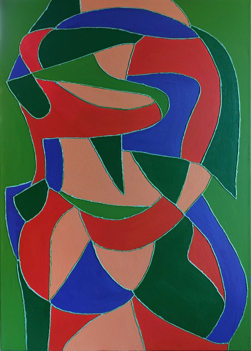 Abstract Acrylic Painting By Salana Art / Svetlana Samovarova, 20 X 28", Summer Picnic, Original Artwork