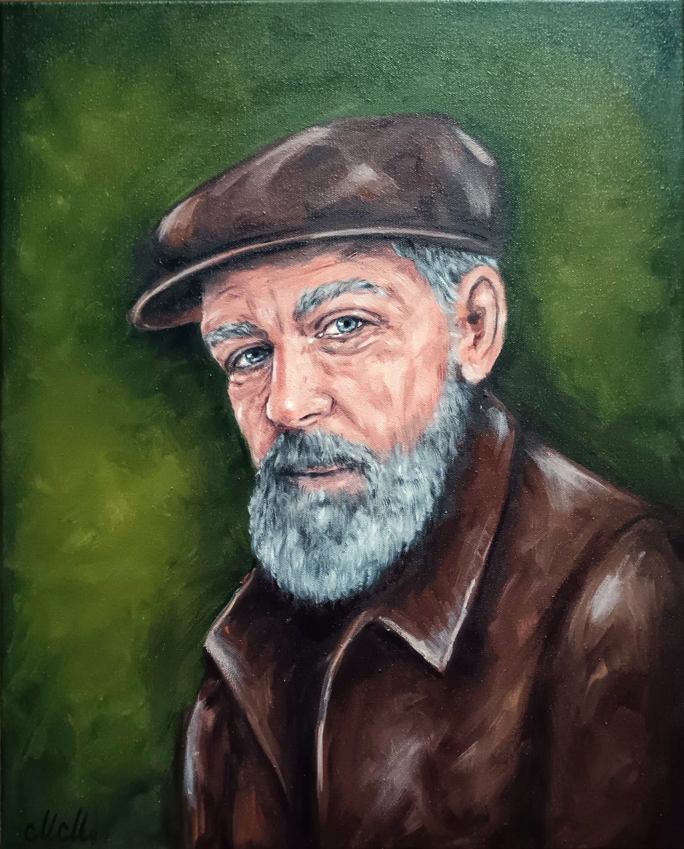 Grey old man Oil painting by Mateja Marinko | Artfinder