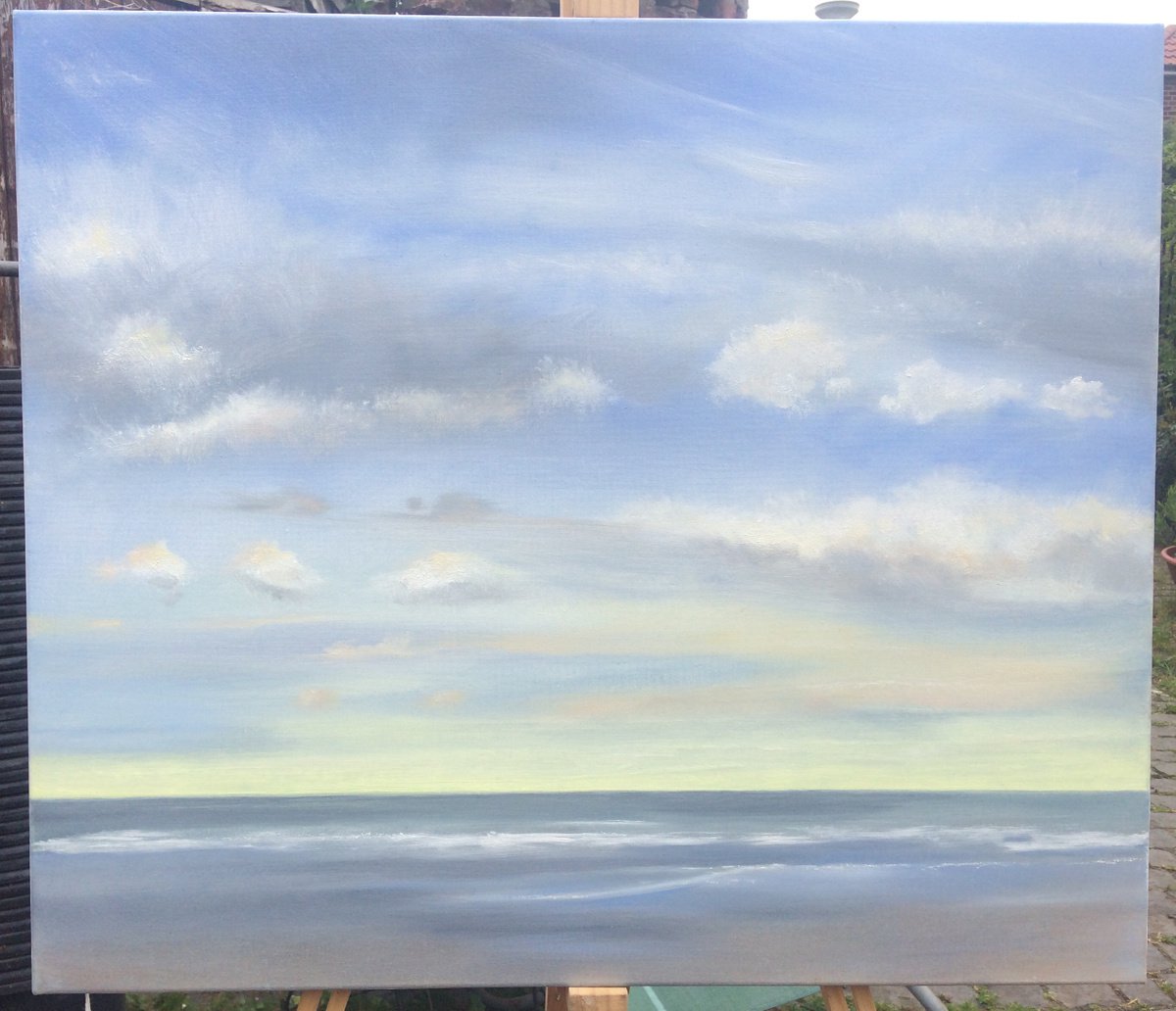 Impressionistic Landscape Oil Painting By Sarah Louise Armstrong, 28 X 24", Sky And Sea, Original Artwork