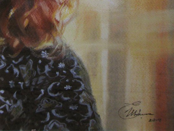 Commission artistic portrait. Pastel on paper.