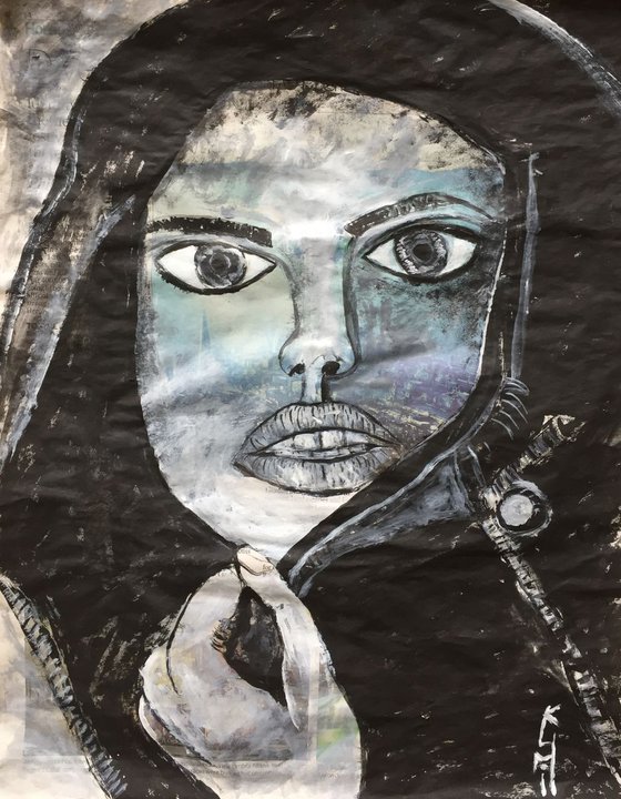 Face Portrait II Newspaper Art Portraits Woman Face Sexy Artwork Big Lips Lushes Black White Art 37x29cm Gift Ideas Free Delivery