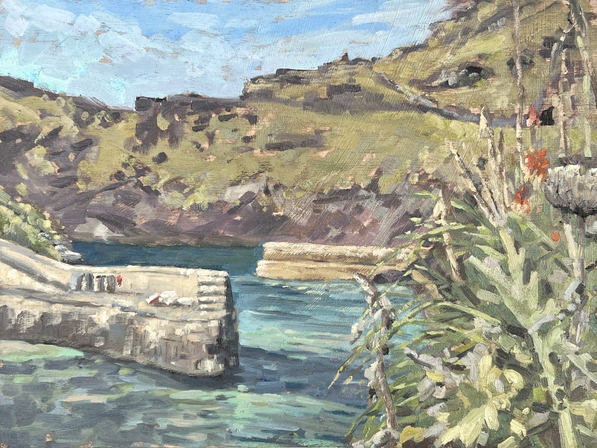 Impressionistic Landscape Oil Painting By Louise Gillard, 12 X 9", Boscastle Harbour, Summer Morning, Original Artwork
