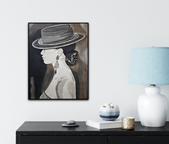 Woman with a hat / 70 x 52 cm