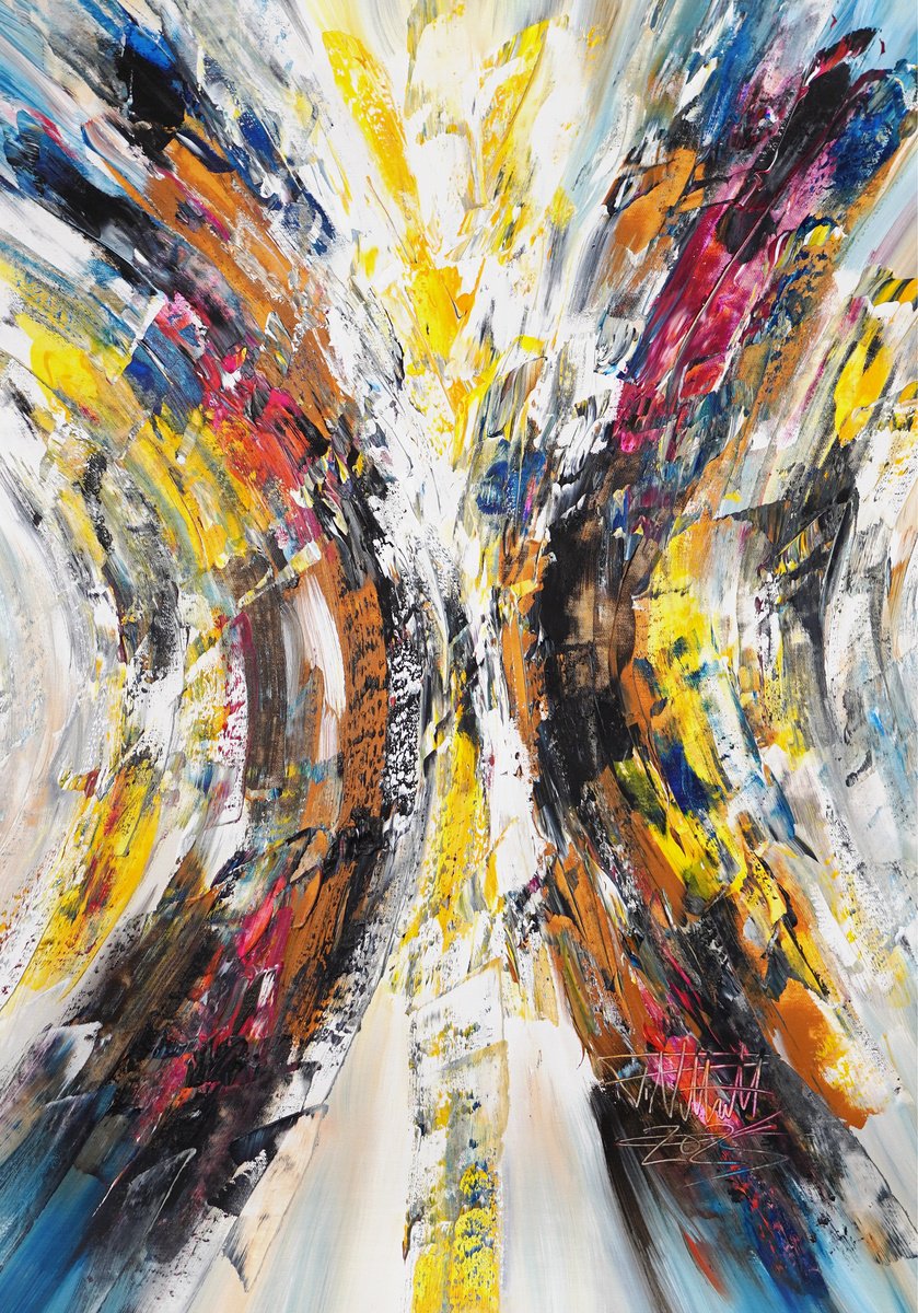 Abstract Acrylic Painting By Peter Nottrott, 28 X 39", Nature Adventure A 5, Original Artwork