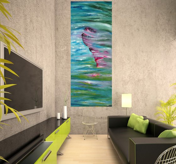 Impressionist -  40x100 cm, Original abstract painting, oil on canvas