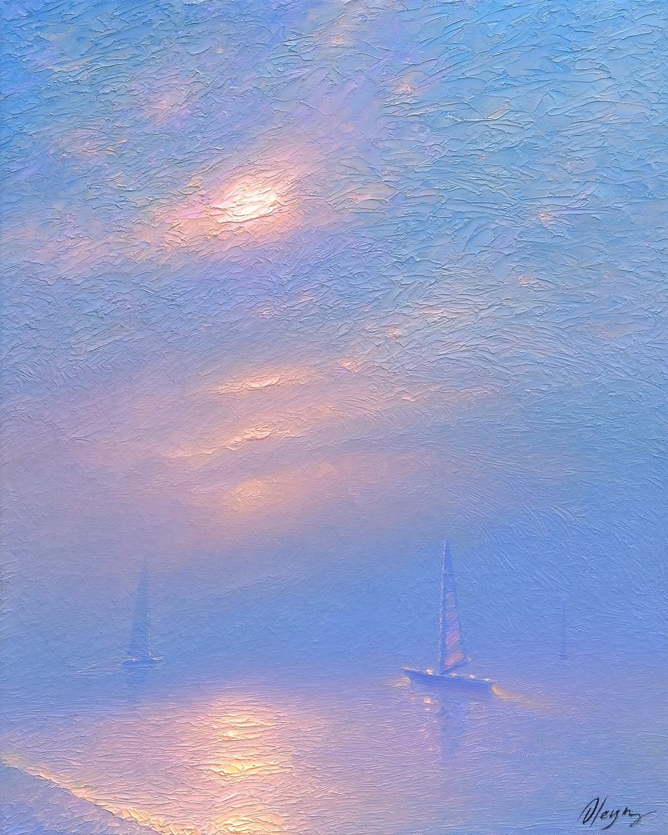 Impressionistic Landscape Oil Painting By Dmitry Oleyn, 16 X 20, Sea, Original Artwork