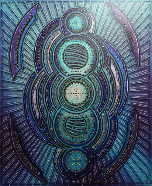 Contemporary painting: Iridescent blue cycle by Jonathan Pradillon