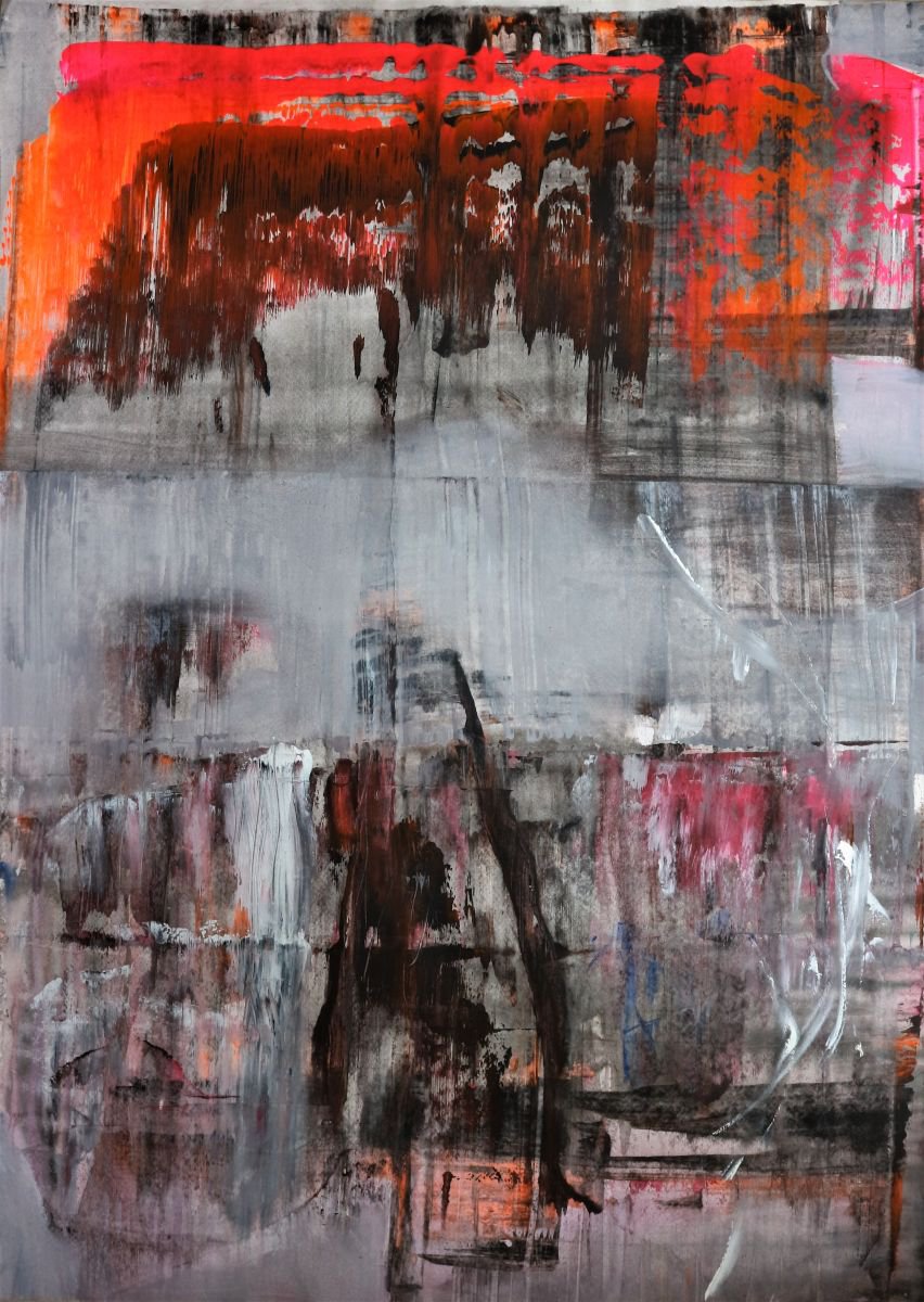 Expressive Abstract Acrylic Painting By Florina Breazu, 24 X 33, Portal I, Original Artwork