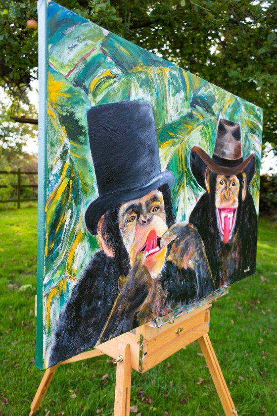 Cheeky Monkeys, Original painting, Ready to hang by WanidaEm
