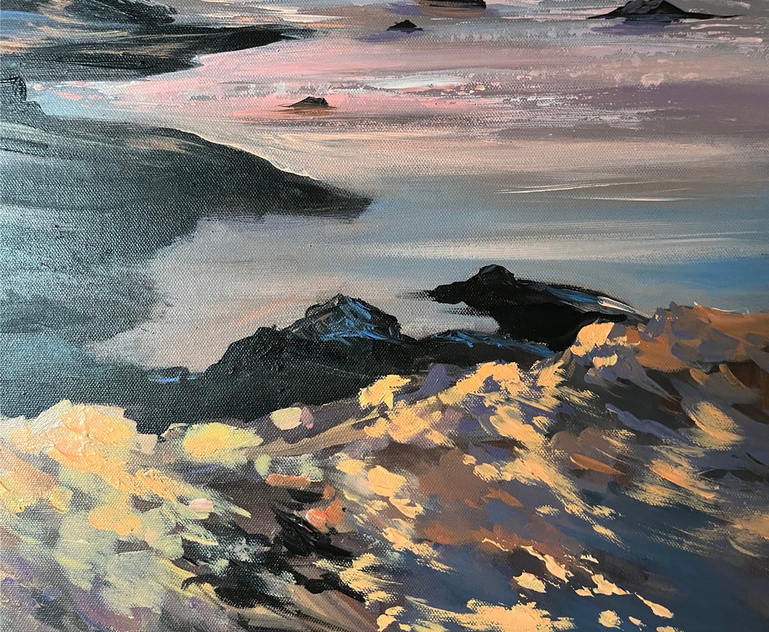 Original Acrylic Painting - Crazy Sunset by Maria Kireev