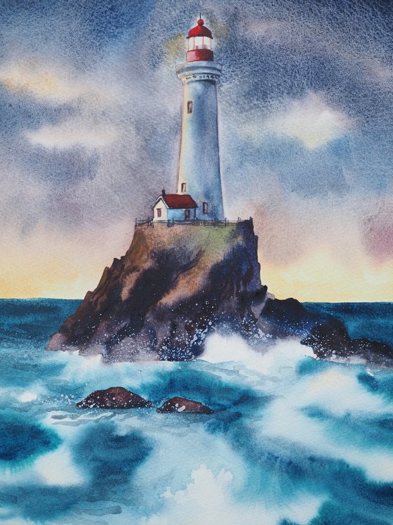 Lighthouse and waves