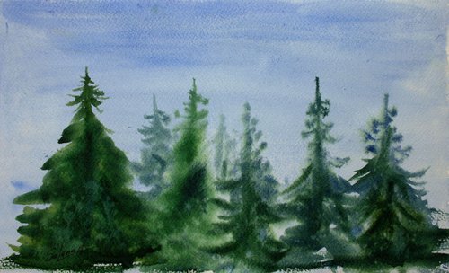 Spruces /  ORIGINAL PAINTING by Salana Art Gallery