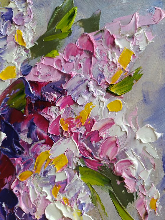 Spring sketch - oil painting, lilac, lilac bouquet, flowers, flowers oil painting, lilac flowers, gift for wedding, spring