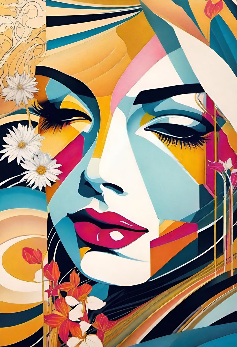 Urban And Pop Portrait Giclee Print By Misty Lady - M. Nierobisz, 12 X 17", Flowers Dream, Original Artwork