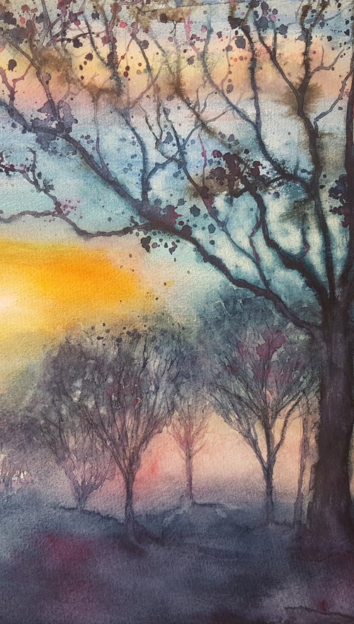 Precious Moments (large watercolour landscape) by Michele Wallington