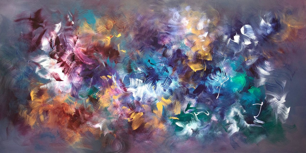 Abstract Acrylic Painting By Paresh Nrshinga Frsa, 72 X 36", The Magic Within, Original Artwork