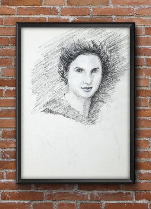 Portrait sketch in charcoal by Asha Shenoy