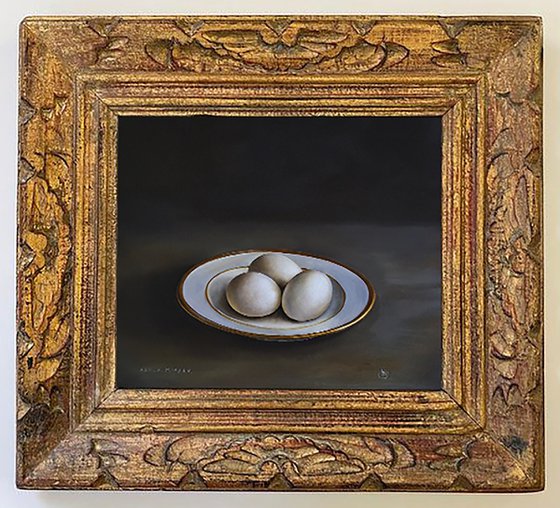 Three Eggs on Porcelain Plate