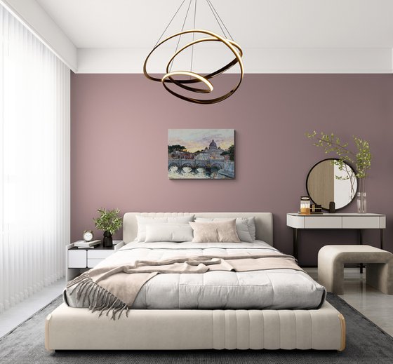 St. Angelo Bridge at Sunset, Rome